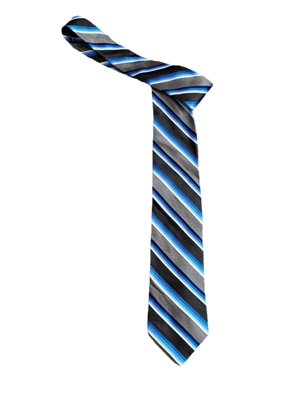 Pronto Uomo Blue and Brown Striped 100% silk Tie